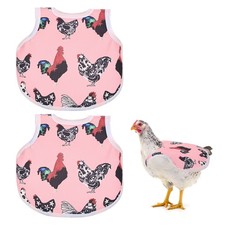 2-Pack Chicken Saddle, 4.9 Inch Polyester Back Protector Pink Base Chicken 