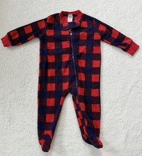 Hudson Baby Fleece Sleep and Play Plaid Footed Pajamas 0  3 Months