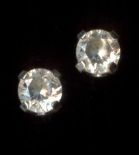 14K Fine Solid White Gold 3mm Round Clear Crystal CZ Solitaire Stud Earrings pu