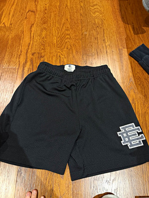 Eric Emanuel EE Logo Black Mesh Athletic Shorts Men's S Drawstring 6'' Inseam