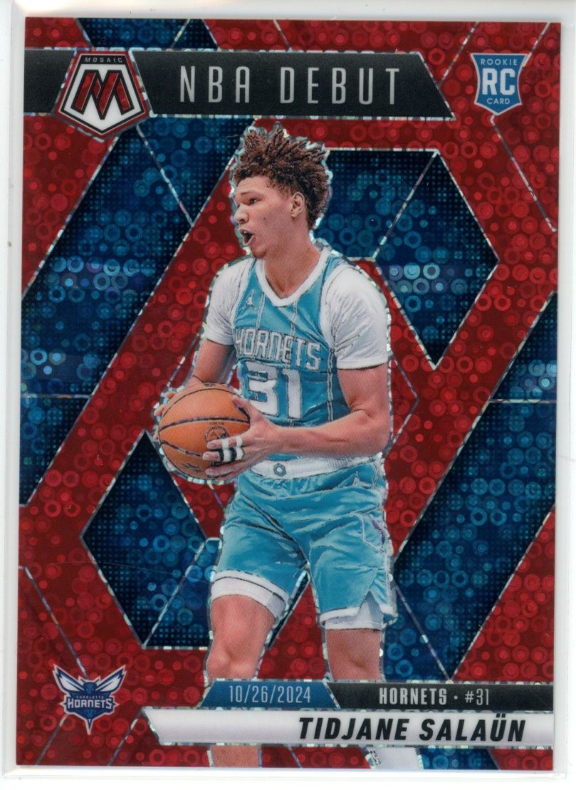 2024-25 Panini Mosaic Tidjane Salaun NBA Debut Fast Break Red Prizm RC /99