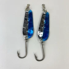 Luhr Jensen Tom Mack  Hammered Chrome Blue Spoon Lure lot of 2