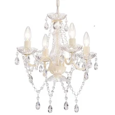 Mini Crystal Chandeliers Acrylic Beige Chandelier Lighting 4 Light Modern Han...