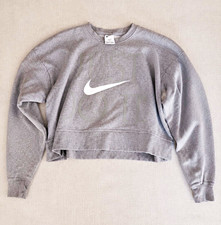 Nike Dri-Fit Damen Sweatshirt Pullover Rundhals grau Logo Größe S