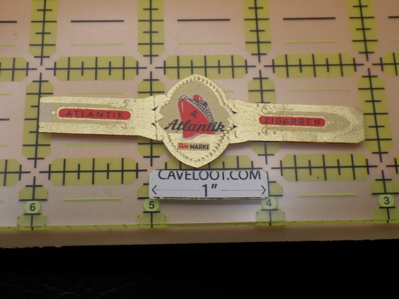 Vintage Atlantik Zigarren Cigar Band German Ocean Liner Embossed Gold Ephemera