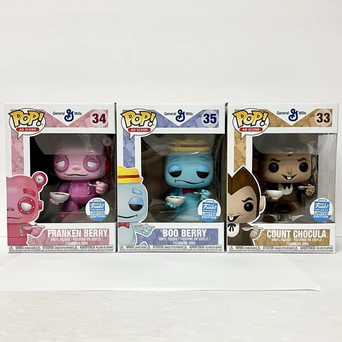 Funko Pop Ad icons #33 Count Chocula #34 Franken Berry #35 Boo Berry Hallloween