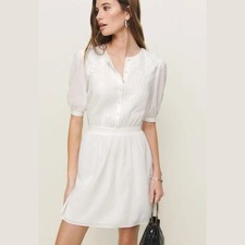 Reformation Kairos Lace Trim Dress Size 12 Collar Pintuck Cottagecore Coquette