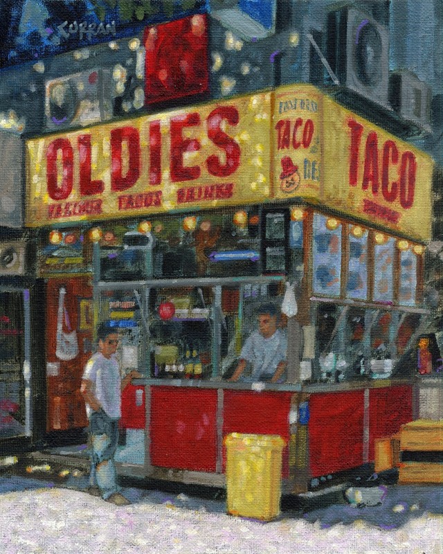 ORIGINAL OIL PAINTING, OLDIES TACO SHOP, listed artist NR!