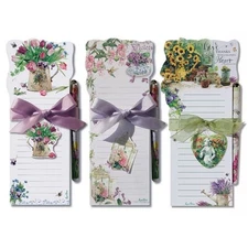 Lissom Design W21074 Floral Affection 3 Die-Cut Magnetic List Notepad Sets