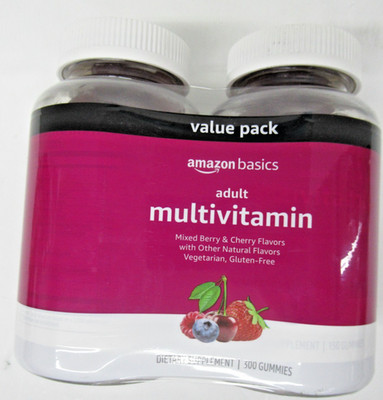 2x  Amazon Basics Adult Gummy Multivitamin Mixed Berry + Cherry 150 ct/ea