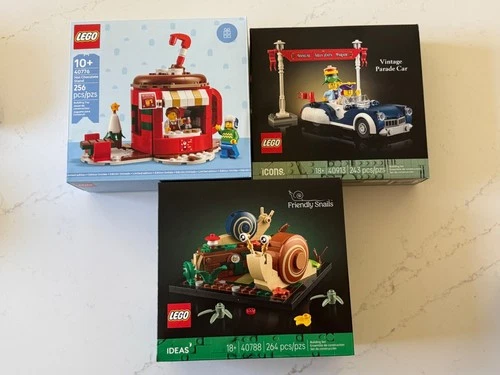 Limited Edition LEGO, Vintage Parade Car, Friendly Snails, Hot Chocolate Stand