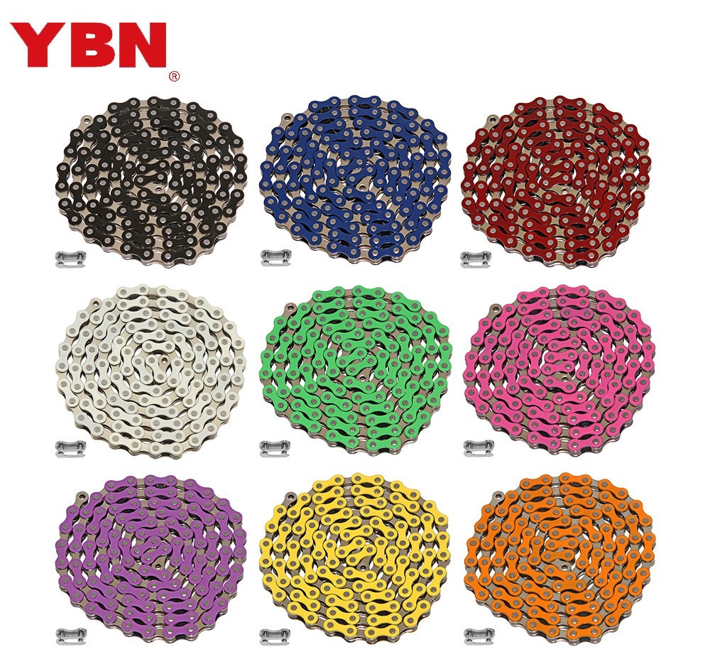 YBN Single Speed Bicycle Chain 1/2" x 1/8" 112L BMX Freestyle Chain – 9 Colors.
