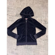 Juicy Couture Kids Girls Velour Zip Up Hoodie Jacket Y2K Blue Size 12