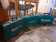 Makita Large Teal Plastic Tool Box Carry Cases x3 With Handle Matt Finish