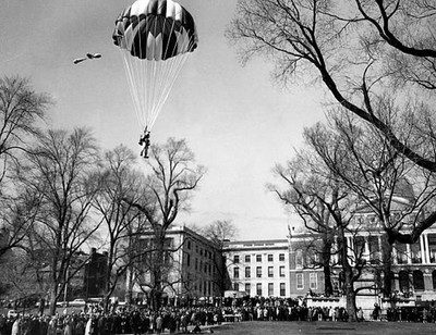 Nathan G Pond Orange Airport manager floats downward after le- Boston Old Photo