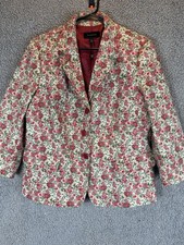 NWOT Talbots Womens spring floral blazer cotton 3/4 sleeve size 14