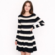 VINCE CAMUTO Knit Striped Sweater Dress Medium Stretchy Fall Casual Ski Preppy