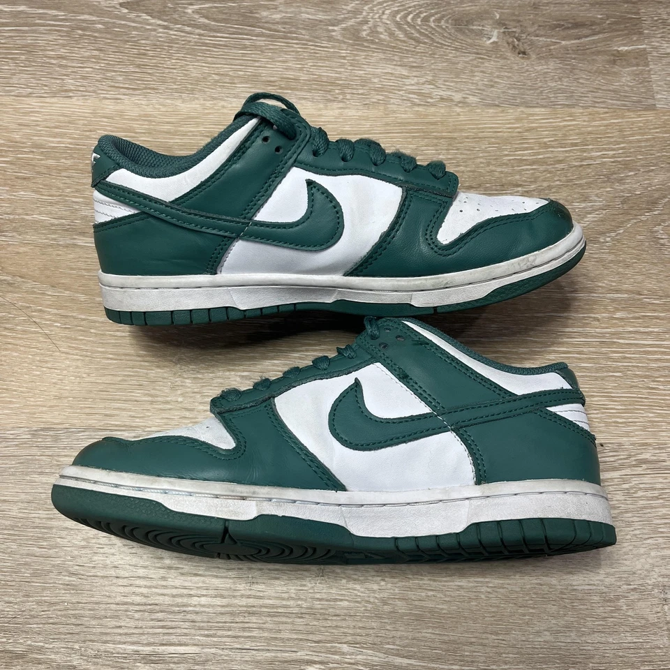 Nike Dunk Low Shoes Youth Size 4.5Y Green White Leather Sneakers HF4798-100 - Image 4 of 4