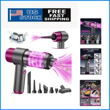 Rechargeable Cordless Car Vacuum - Powerful 15000PA, LED Light & Accessories