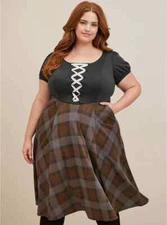 Womens Torrid OUTLANDER TARTAN MIDI DOUBLE KNIT DRESS Size 0 12 Large NWT