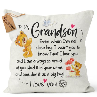 Kies Gift (Double-Sided) Gifts For Grandson 18x18 Inch Happy Birthday Grandson