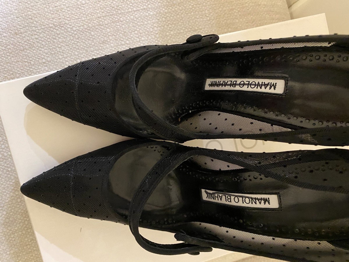 Manolo Blahnik 'Camparimesh' Mary Jane Pumps in black mesh
