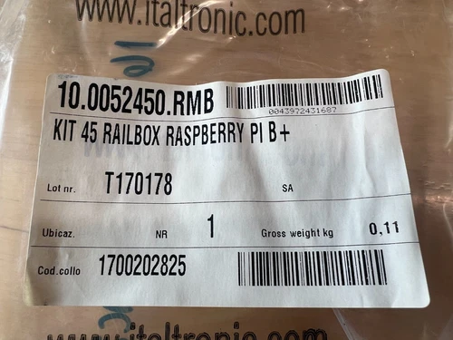 10.0052450.RMB ITALTRONIC Railbox, 45mm, Raspberry Pi DIN rail mount enclosure