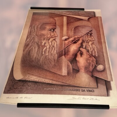 Optical Illusion Poster Hommage To Leonardo Da Vinci Late 90s 24x36