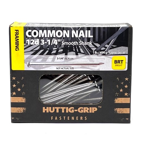 Huttig Grip 12d Framing Common Nail 3-1/4 in HGN12C1 Bright 1 lb Pack 63 Nails - Picture 4 of 6
