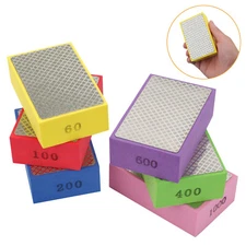 6Pcs Hand Diamond Polishing Pads Sanding Blocks Set Grit 60/100/200/400/600/1000