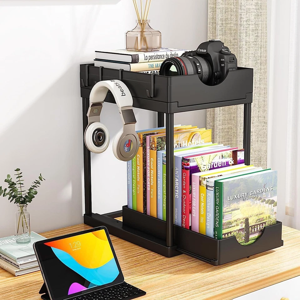 Under Sink Storage Organiser Shelf Spice Rack Pull Out Drawer Kitchen 2 Tier UK - Image 2 of 4