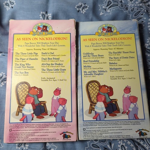 RARE OOP LOT of 2 Papa Beaver's Story Time VHS Tapes Nickelodeon 1997 TESTED! - Picture 2 of 8