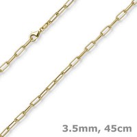3,5Mm Paper Clip Anker Weit Kette Collier Halskette Aus 585 Gold Gelbgold 45Cm