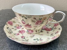 Stechol Gracie Bone China By Coastline Imports -Teacup and Saucer-floral