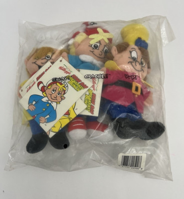 Kellogg's Sitzsack Frühstücksbündel Plüschpuppen 7 Zoll Snap Crackle & Pop 1997 Vintage Spielzeug