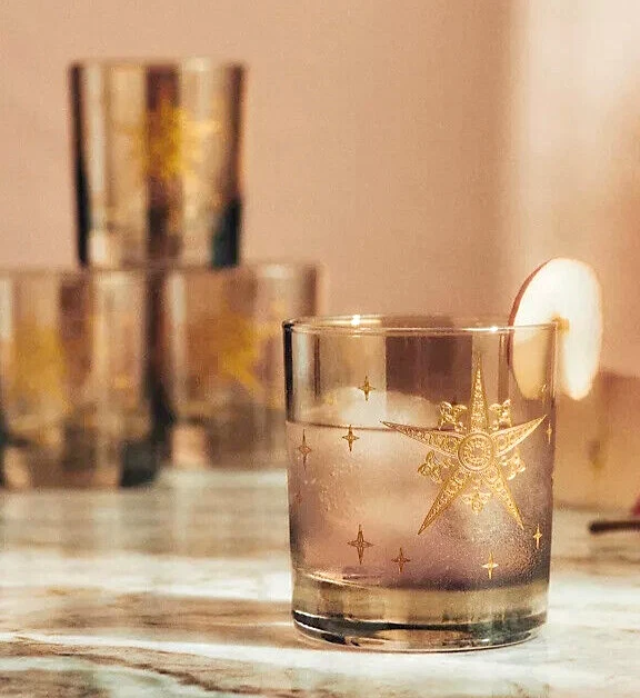 Catherine Martin Drinking Glasses Anthropologie Old Fashioned Starry Night 4 NEW