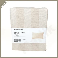 Ikea HEDDAMARIA Cushion Cover 16x26" Cotton/ True Hemp, Beige Striped, NEW