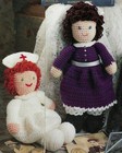 Doll Duo Nurse & Girl 14 1/2" Dolls Toy Digest Size Crochet Pattern Instructions