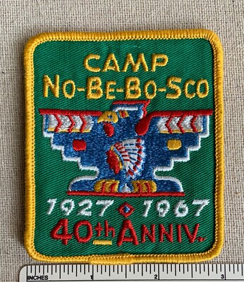 Vintage 1967 CAMP NO-BE-BO-SCO 40th Anniversary Boy Scout Camper PATCH BSA NJ