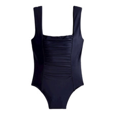 J Crew Swimsuit Size 24 Ruched Squareneck One Piece Navy Blue