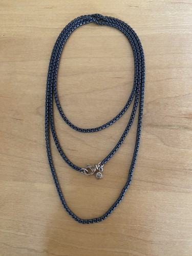 David Yurman 36" Small Box Chain in Darkened Sterling Silver - NWOT