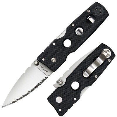 CS11G3S Cold Steel Hold Out CPM-S35VN Serrated Blade Black G10 Handles