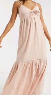 Monsoon Accessoire Strand Knoten vorne Maxi Baumwolle Kleid UK Medium 12-14 neu mit Etikett