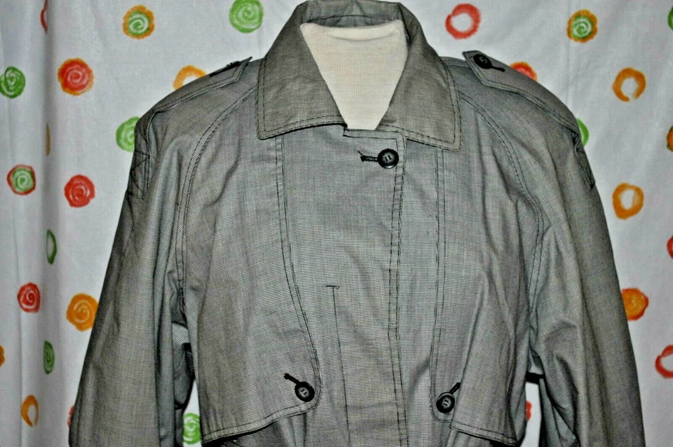 J GALLERY HOUNDSTOOTH  Women`s 9/10 PET. SEXY belted TRENCH ALL WEATHER COAT - Image 2 of 4