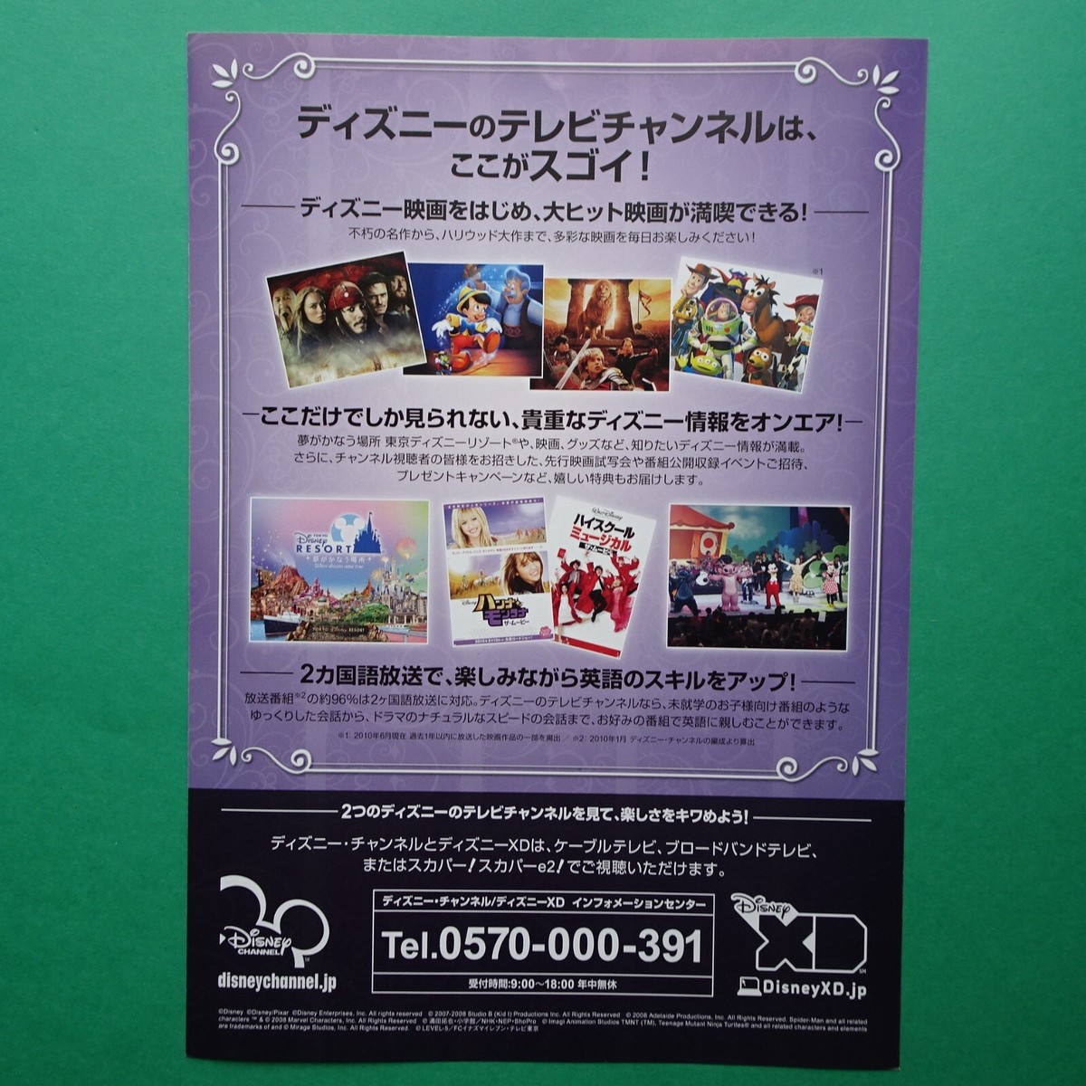 Disney Channel / DX promo 2007 lot of 2 Japanese Flyer