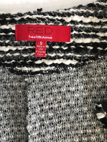 Red Saks Fifth Avenue Knit Jacket Blazer Lightweight Unlined Womens Sz S Black - Picture 7 of 11