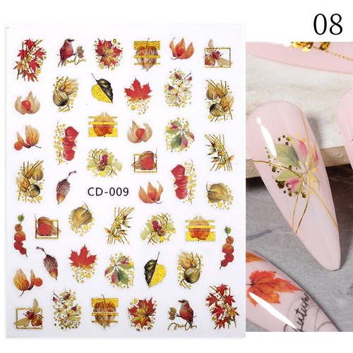 1Pc 3D Nail Sticker Maple Leaves Self Adhesive Tulip Flower Leaf Sliders Decals - Picture 32 of 62