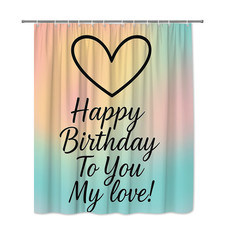 Happy Birthday Shower Curtain with Heart Design