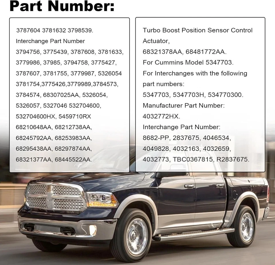Se adapta a Ram 2500 3500 Cummins 13-2018 6,7 L diésel HE300VG turbo actuador 68445522AA Foto 4 de 4