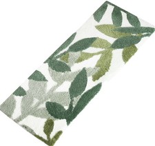 Long Bathroom Runner Rug Green Leaves Absorbent Non Slip Mat 17.5x47 Inch